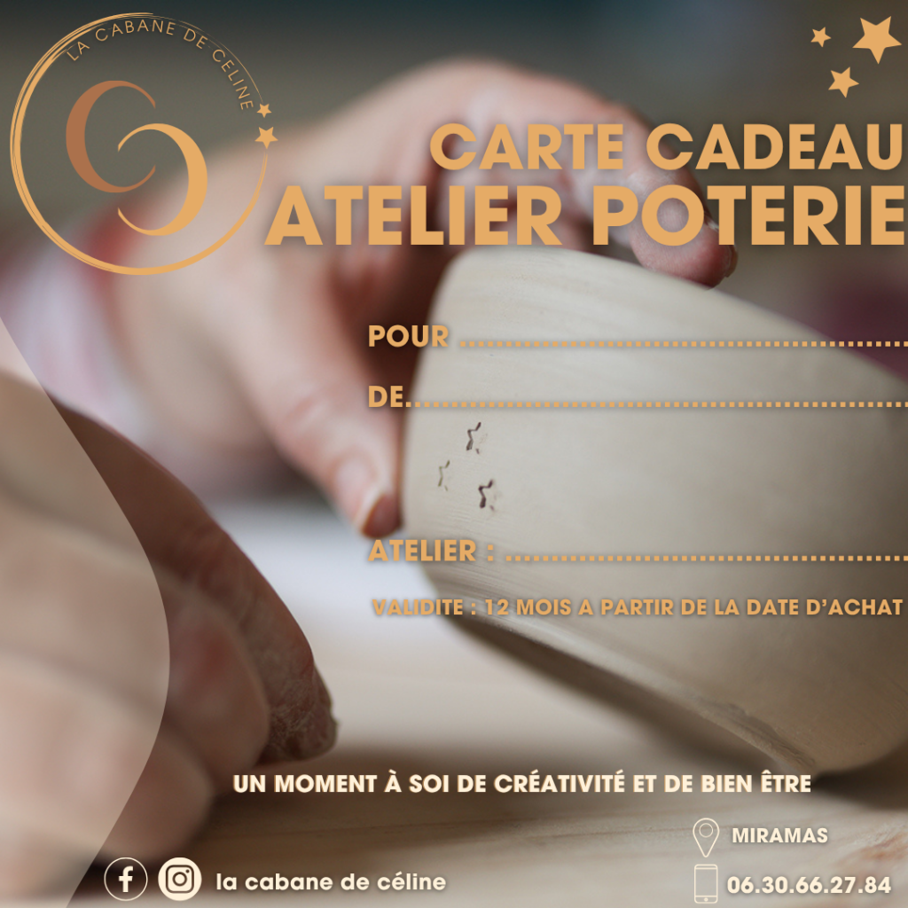 carte cadeau atelier poterie céramique