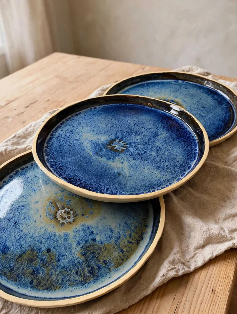 ASSIETTE EMAIL BLEU - ATELIER POTERIE CERAMIQUE - MIRAMAS- LA CABANE DE CELINE